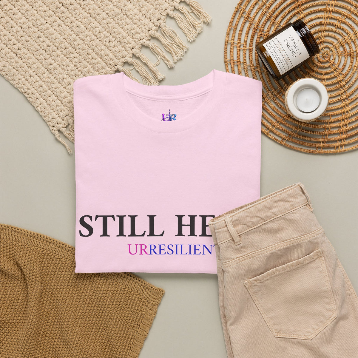 Still Here T‑Shirt – "Still Here. Urresilient" Inspirational Graphic Tee