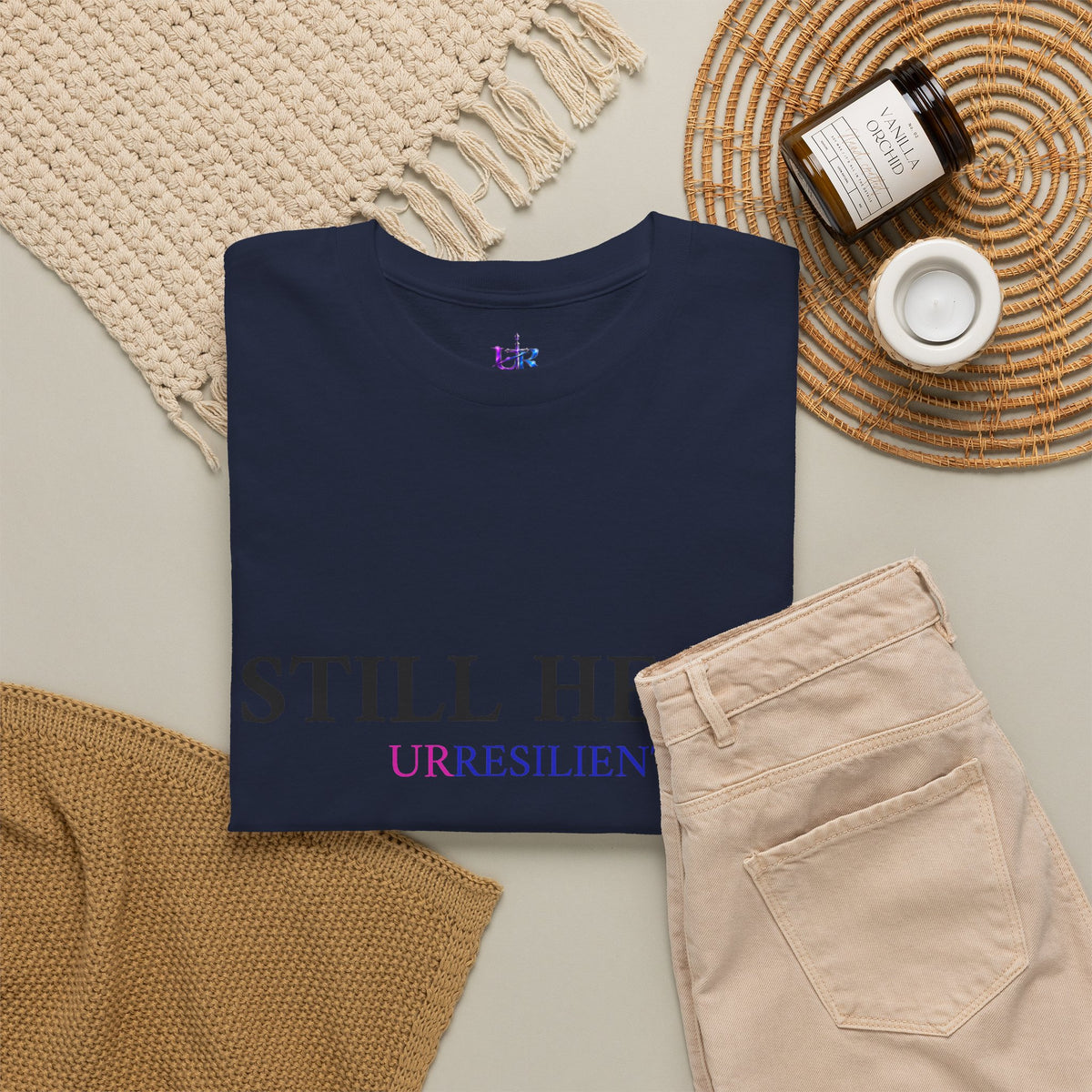 Still Here T‑Shirt – "Still Here. Urresilient" Inspirational Graphic Tee