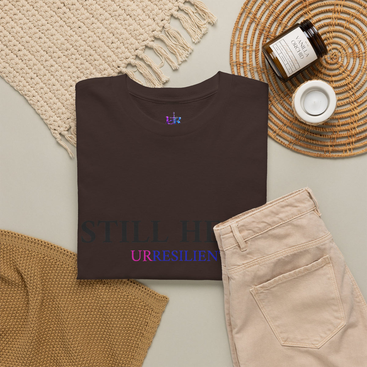 Still Here T‑Shirt – "Still Here. Urresilient" Inspirational Graphic Tee