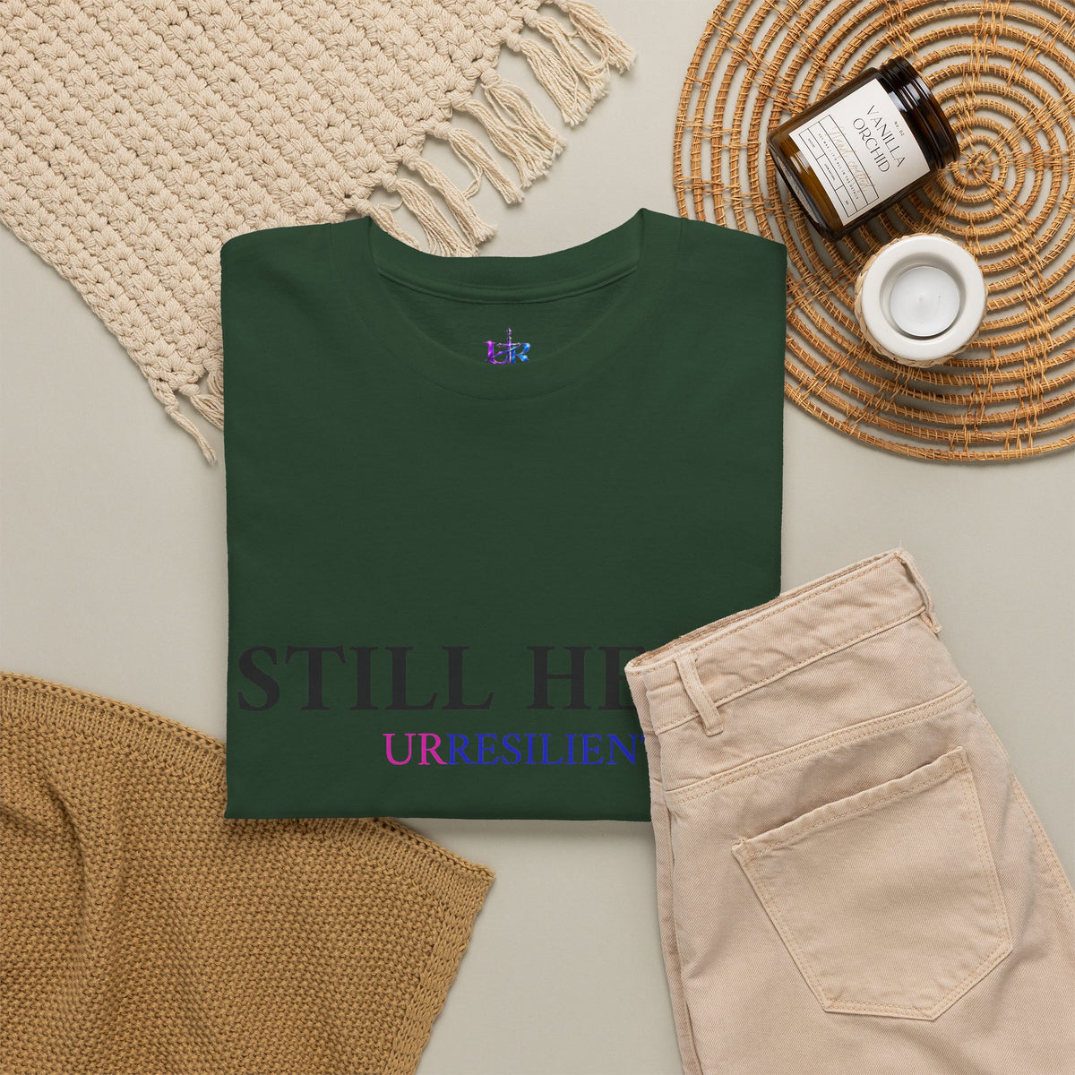 Still Here T‑Shirt – "Still Here. Urresilient" Inspirational Graphic Tee