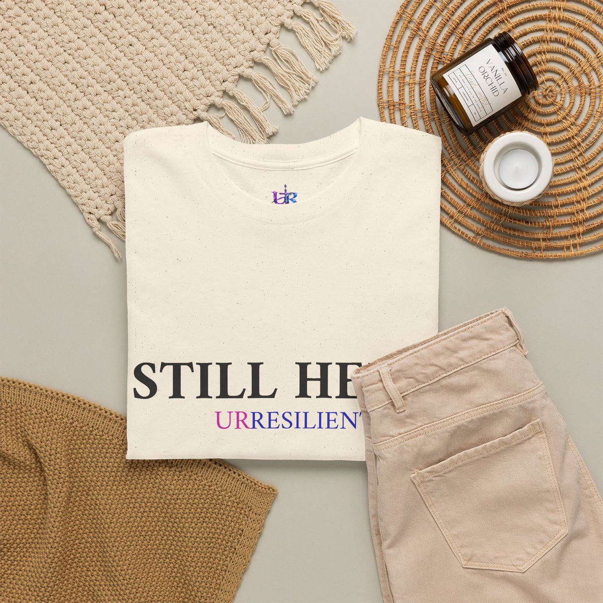 Still Here T‑Shirt – "Still Here. Urresilient" Inspirational Graphic Tee